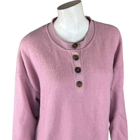 Cuddl Duds Jersey Back Sweater Henley Pullover Mavue Haze Large Fall Winter - Picture 3 of 10